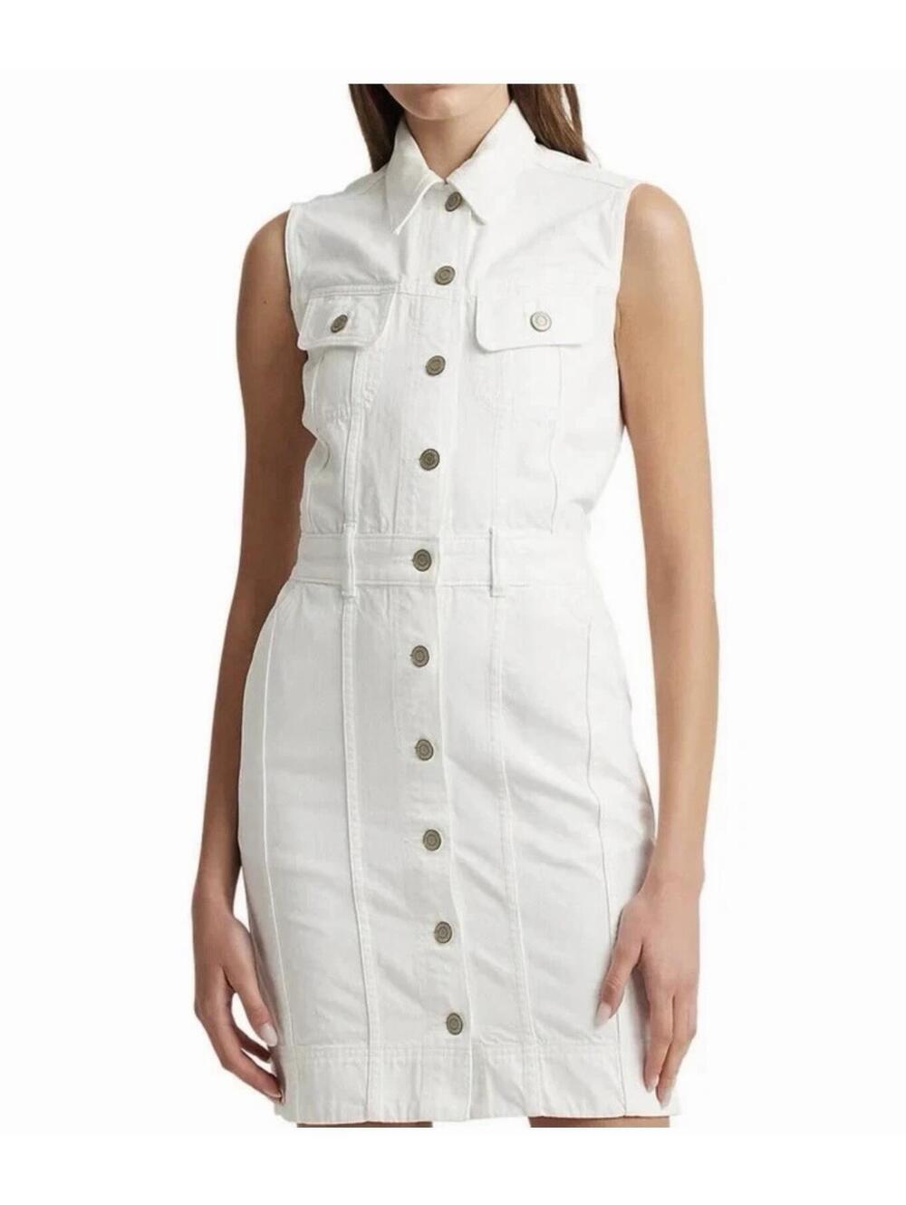 🤍✨ Lauren Ralph Lauren Women's Denim Trucker Sleeveless Dress White size 8 🤍✨
